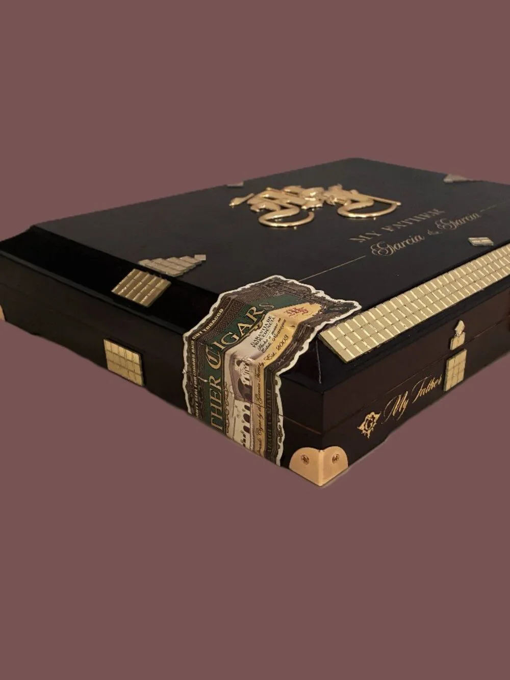 SUEÑOS de SAUNDRA Upcycled, Artful Storage, Extremely RARE, My Father, Cigar Box